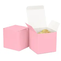 Boîte à biscuits personnalisée pour pâtisserie, boîte à clapet biodégradable rose ivoire, finition mate, boîte carrée pour biscuits avec logo