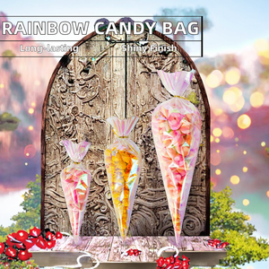 ถุงสามเหลี่ยมใสโฮโลแกรมสีรุ้งแบบมีเชือกผูกปิดผนึกสำหรับใส่ขนมหวาน - Product Image 2