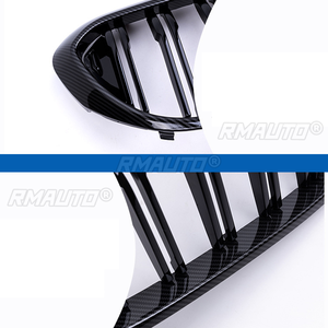 Rejilla Delantera para BMW Serie 5 G30 G31 2017-2020 520i 530i 540i, Doble Listón, Aspecto de Fibra de Carbono Negro Brillante - Product Image 6