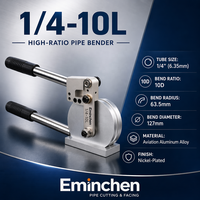 Dobladora manual de tubos industriales de alta relación 1/4" 10D de gran radio, herramienta OEM para doblar tubos de acero inoxidable para tuberías de salas limpias