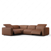Ensemble de canapé modulaire en cuir FERLY authentique, 4 pièces, en forme de L, avec méridienne pour salon