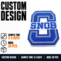 Patch brodé en chenille personnalisé pour vêtements de marque, à thermocoller, style universitaire