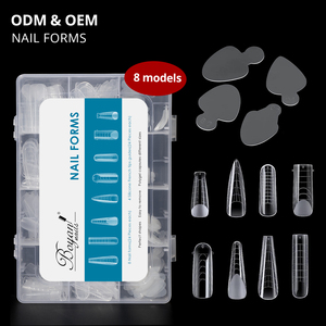Personalizado 8 tipos de formas duales francés 4 poli gel <span class=keywords><strong>x</strong></span> silicona almohadillas consejos guías Sistema de uñas - Product Image 1