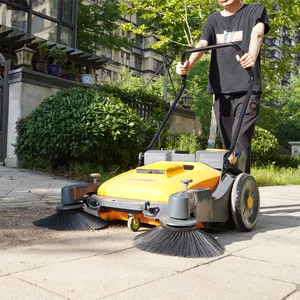 U90 Machine de nettoyage des routes Mini balayeuse de sol manuelle sans fil Balayeuse commerciale à main poussée derrière la balayeuse