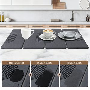 Tapis de séchage pour vaisselle en terre de diatomée pour comptoir de cuisine, super absorbant, pliable, pour sécher rapidement la vaisselle, les bouteilles et les tasses - Product Image 6