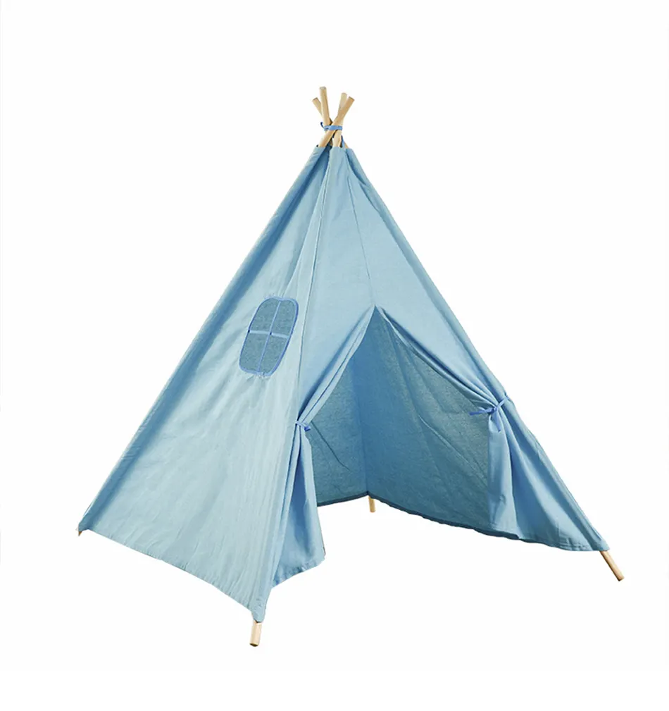 Kinderen Spelen Groothandel Tenten Kids Indian Teepee Leverancier Tent Indoor & Outdoor Kids Playhouse Wit Canvas Tent Met Hout Pole