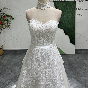 Jancember LSSG103 Robes de mariée trapèze élégantes chérie ivoire avec surjupe - Product Image 3