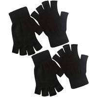 2 paires de gants d'hiver en tricot à demi-doigts compatibles avec l'écran tactile, mitaines extensibles et chaudes sans doigts pour hommes femmes, extérieur commun