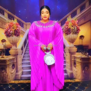 Yüksek kalite güney afrika kıyafeti pileli Rayon kumaş Robe afrikain Avec fular Rhinestone uzun akşam balo elbise - Product Image 5