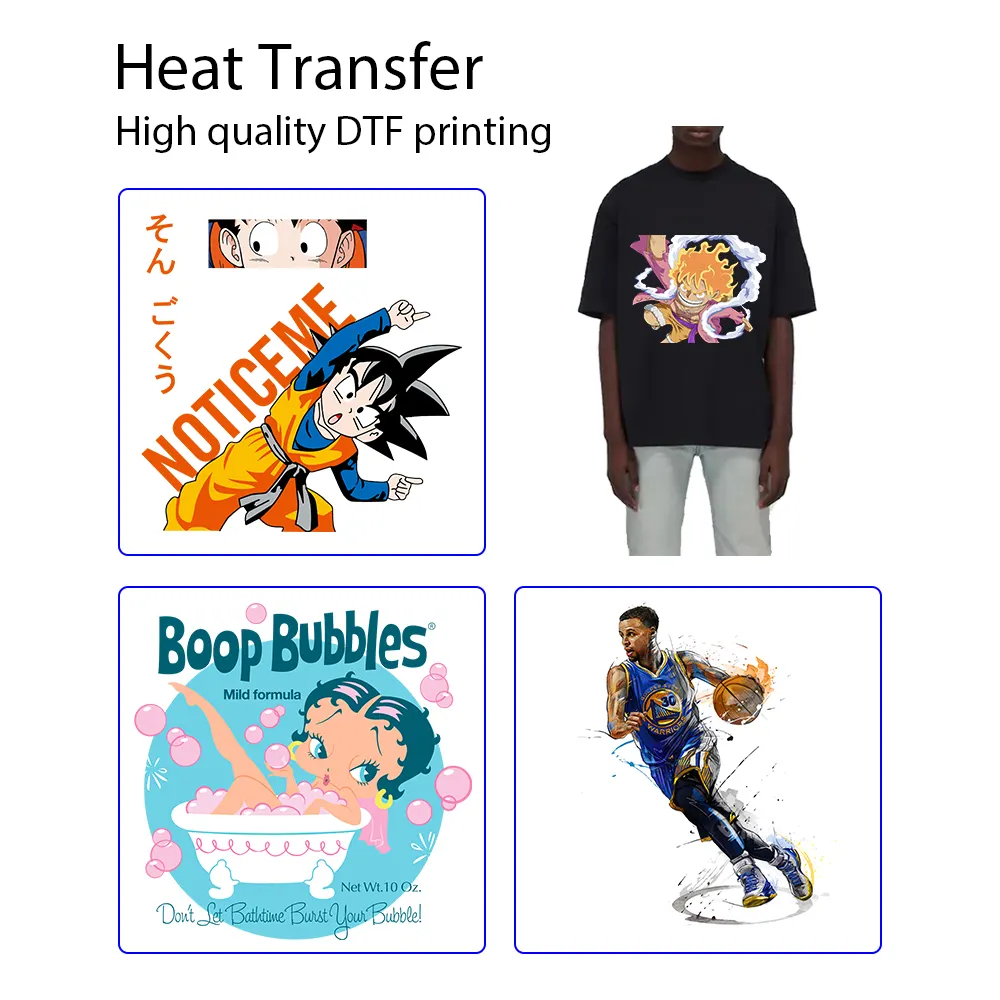 Gang levha dtf transferler hazır basın toptancılar Anime karikatür ısı transferi t-shirt için özelleştirilmiş baskılı etiket
