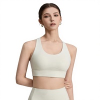452 Soutien-gorge de sport respirant haute performance pour femme, dos ajouré, bonnets fixes, pour yoga, course et entraînement, avec logo frontal