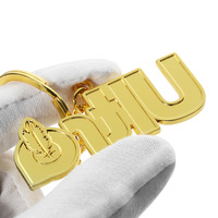 Porte-clés personnalisé en or plaqué avec gravure 3D, porte-clés en métal en alliage de zinc, porte-clés en métal personnalisé