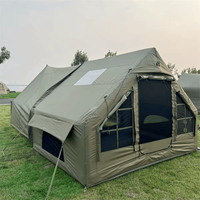 Tente Gonflable Double Couche avec Fenêtres en PVC/TPU et Moustiquaires 1500-2000mm, Imperméable, pour Extérieur, 6.3m, 1 Chambre et 1 Salon