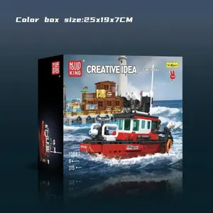 Molde rei 10082 série criativa brinquedo fireboat blocos de construção presentes de natal bloco de construção de barco brinquedos para crianças