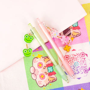 Bolígrafo de Plástico Acrílico Transparente Personalizado con Personajes de Dibujos Animados, Punta de Gel de 0.7 mm, Tinta Azul y Negra, PVC Suave y Duradero, Promocional - Product Image 1