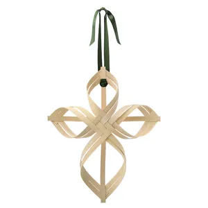 Idéal pour les ornements de noël en bambou naturel tissé en croix pour décorer la porte de la maison - Product Image 2