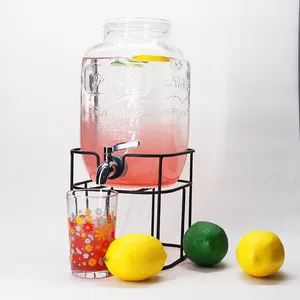 buz kovası kavanoz Suppliers-Toptan cam içecek kavanoz 2 galon cam içecek dağıtıcı kavanoz standı ile ve musluk