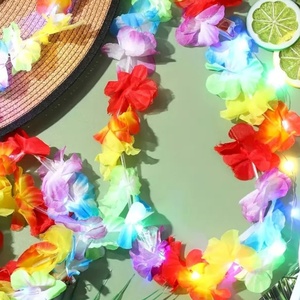 Wholesale Hawaiian Leis Flower Necklace LED Light up Necklace Rainbow Tropical Luau Beach Party Carnival Decoration Necklace - Product Image 5