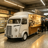 Camion de restauration mobile électrique rétro, directement de l'usine, avec grill à sandwichs électrique commercial pour la restauration en centre commercial souterrain
