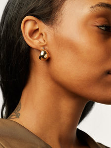 Boucles <span class=keywords><strong>d</strong></span>'oreilles en acier inoxydable 316 plaqué or de luxe, lisses, en forme de <span class=keywords><strong>globe</strong></span> stéréoscopique, pour femmes - Product Image 4