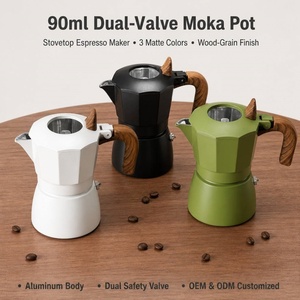<span class=keywords><strong>Cafetera</strong></span> Portátil <span class=keywords><strong>para</strong></span> Acampar al Aire Libre Kingze, 2 Tazas, Diseño Clásico de Aluminio, 90 ml, Doble Válvula, <span class=keywords><strong>Cafetera</strong></span> <span class=keywords><strong>Italiana</strong></span> Espresso Moka - Product Image 1