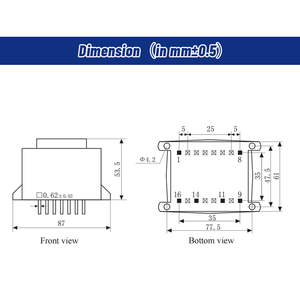 Transformador de Montaje en PCB Sellado con Epoxi YHDC PE6627K-M, 45VA, 110/220/230/380V CA, 6-24V Secundario, Bajo Ruido, Certificado UL94-V0, CE/RoHS - Product Image 4
