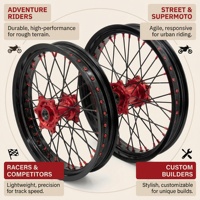 Jeu de moyeux CNC forgés Racing Red pour jantes noires Surron Light Bee X Supermoto 17 14 12 pouces