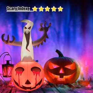 Décoration d'Halloween en PVC gonflable, fantôme et citrouille, lumineuse, pliable et légère - Product Image 5