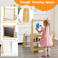 Table et chaise d'activités en bois pour enfants avec rouleau de papier – Chevalet d'art en bois pour enfants