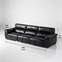 Canapé carré moderne en cuir véritable inclinable 3 places pour salon, mobilier de salon