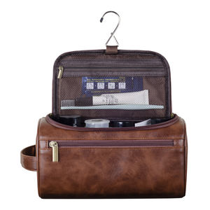 Bolsa de maquillaje de hombre de alta calidad con logotipo personalizado, neceser impermeable de Pu de piel sintética con gancho, bolsas de cosméticos para accesorios de viaje - Product Image 2