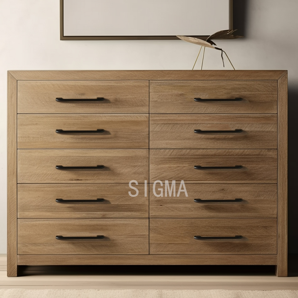 High-end vintage solid wood beside table living room furniture Luxury bedroom Sets 10 drawers cabinet