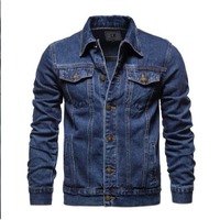 Jaket Jeans Pria Grosir, Outerwear Kasual, Impor, Jaket Denim Kancing, Slim Fit, Jaket Denim Pria