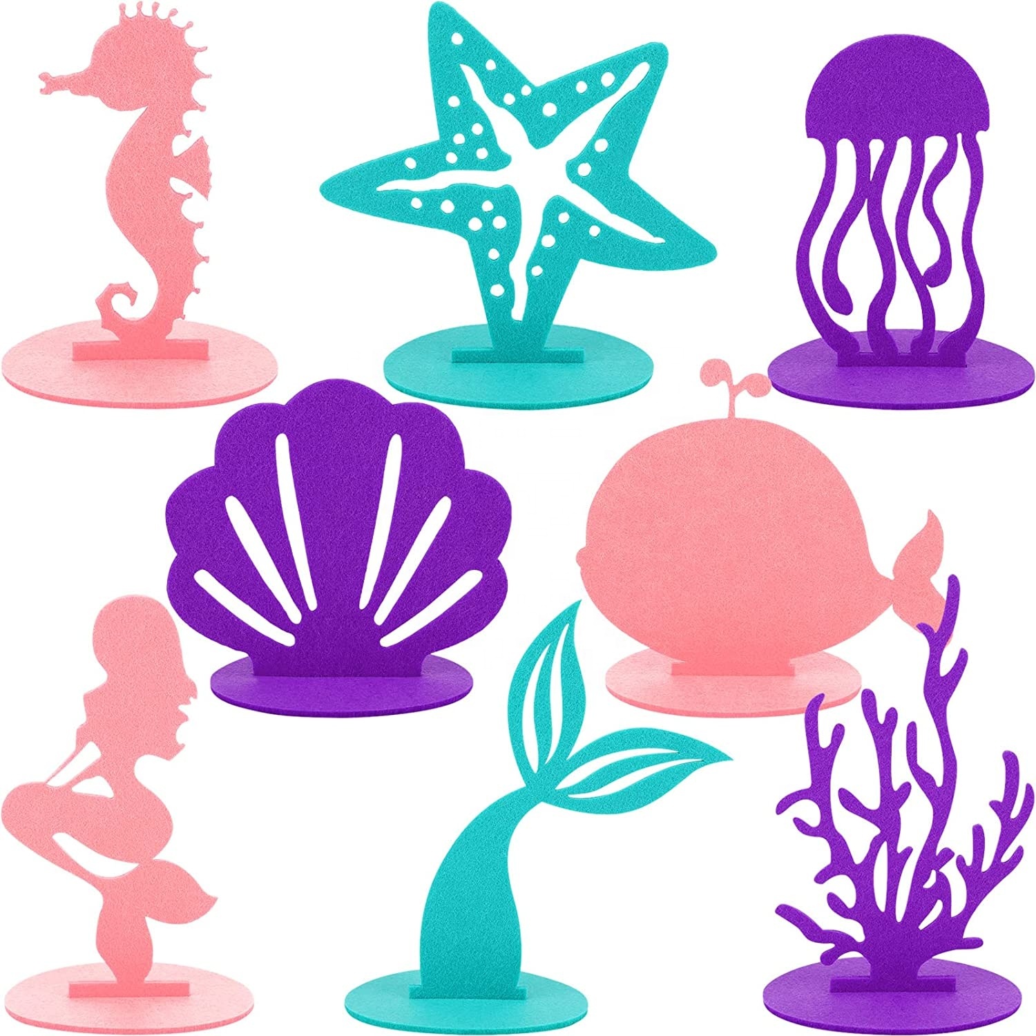 Mermaid Party Decorations Felt Table Centerpiece Little Mermaid Girls Birthday Party Under The Sea Baby Shower 20pcs Purple Pink Greenmermaid