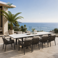 Ensemble de table et chaises de salle à manger en aluminium et ardoise, résistant à l'eau, pour l'extérieur, idéal pour hôtels, restaurants, revente et villas