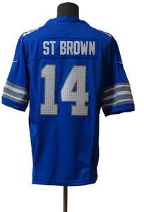 เสื้อฟุตบอลอเมริกันสิงโต2025อันดับหนึ่งของผู้ชายเสื้อยืดลายสิงโต0 gibbs 97 hutchinson 16 Jared goff 14 ST สีน้ำตาล20แซนเดอร์5 Montgomery - Product Image 6