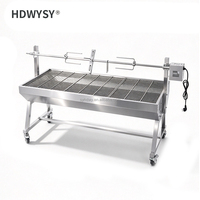 Four à rôtisserie portable à hauteur réglable pour usage domestique et professionnel, fumoir de jardin et machine à barbecue commerciale en acier inoxydable