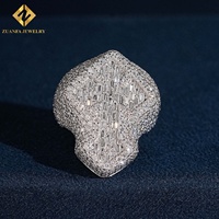 Bague signet croix pour homme, style Hip Hop, sertie de diamants de laboratoire (baguette et ronds), bijoux fins