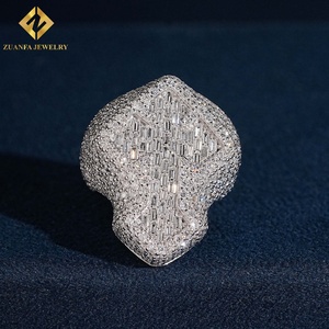Anillo de Sello Cruzado con Diamantes Cultivados en Laboratorio, Estilo Hip Hop, con Incrustaciones de Diamantes, para Hombre, Joyería Fina - Product Image 1