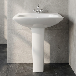 Lavabo sur pied en céramique blanche, articles sanitaires pour salle de bain, modèle Boston, provenant de Morbi, Inde - Product Image 2