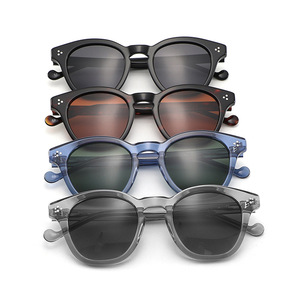 Lunettes de soleil à monture fine en gros pour l'exportation, verres en acrylique TAC, protection UV400, style ovale unisexe GS5026 - Product Image 1