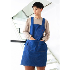 Weavewin ผ้ากันเปื้อนสำหรับช่างตัดผมสไตล์เกาหลีแบบสั่งทำกันน้ำผ้าฝ้ายธรรมดาผ้าเดนิมสำหรับทำความสะอาดครัวดีไซน์แขนเสื้อ - Product Image 2