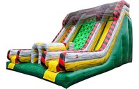 Divertido Parque de Obstáculos Inflable Verde-Amarillo con Rocódromo, de PVC Resistente para Uso Comercial, Equipo de Juego para Niños, Parque de Aventuras