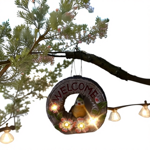 <span class=keywords><strong>Petit</strong></span> <span class=keywords><strong>oiseau</strong></span> accueillant, luminaire solaire en forme de bonsaï, pendentif, scène nocturne, artisanat en résine, ornement de jardin chinois - Product Image 1