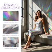 Tissu en tricot holographique dégradé arc-en-ciel brillant, extensible, à séchage rapide, en Spandex/Nylon, pour vêtements et maillots de bain (vente en gros)