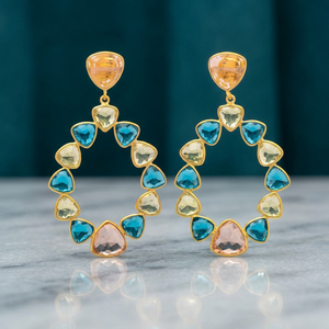 Impresionantes Pendientes Étnicos de Latón Chapado en Rodio y Oro de 24K - Product Image 2