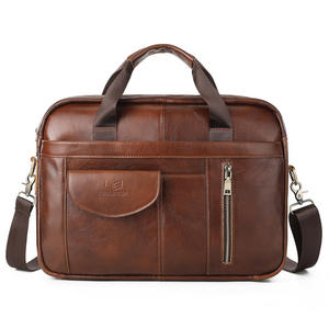 Sac à main pour ordinateur portable Andong Men 15,6 pouces, en cuir de vache véritable, vintage, décontracté, sac à bandoulière, sac de voyage, sac d'affaires - Product Image 5