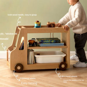 خزانة كتب خشبية قابلة للإزالة ، رف تخزين لعبة أطفال ، سيارة كرتونية بسيطة وعصرية ، رف كتب خشبي للأطفال - Product Image 3