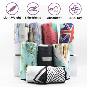 Waffle de microfibra de secado rápido súper absorbente, toalla de bolsillo para banco de gimnasio con cremallera deportiva, toalla de playa y piscina de estilo Tropical impresa - Product Image 3