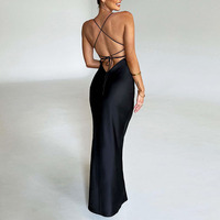 Mode fête Wrap hanche Sexy Slim Fit dos ouvert taille mince queue de poisson longue robe longue moulante robe de sirène